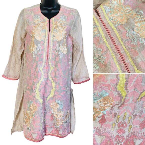 Sana Safinaz Ornate Embroidered Long Tunic Kurta Sz S - Picture 1 of 16